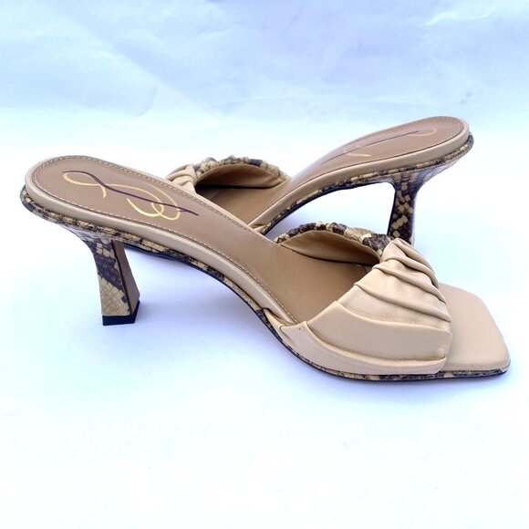 Sam Edelman Kittie Slides 3" Heeled Sandal Sz 6M Beige/Snakeprint NWOB $180 - Picture 9 of 12